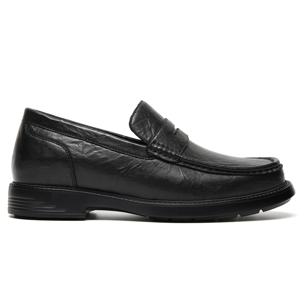 6CM / 2.36 Inches CMR CHAMARIPA Men's Invisible Height Increasing Loafers - Black Leather Business Casual Shoes