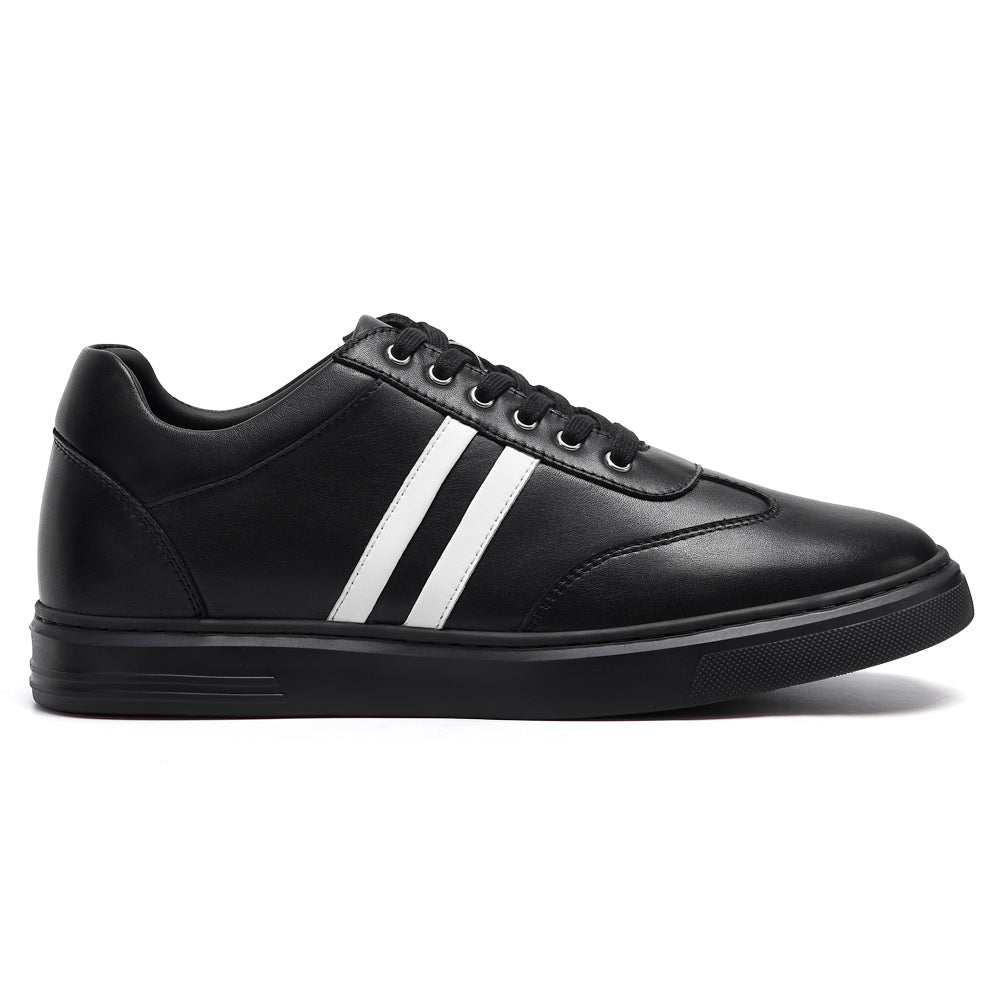 6CM / 2.36 Inches CMR CHAMARIPA Men's Invisible Height Increasing Shoes - Black Leather Casual Sports Shoes