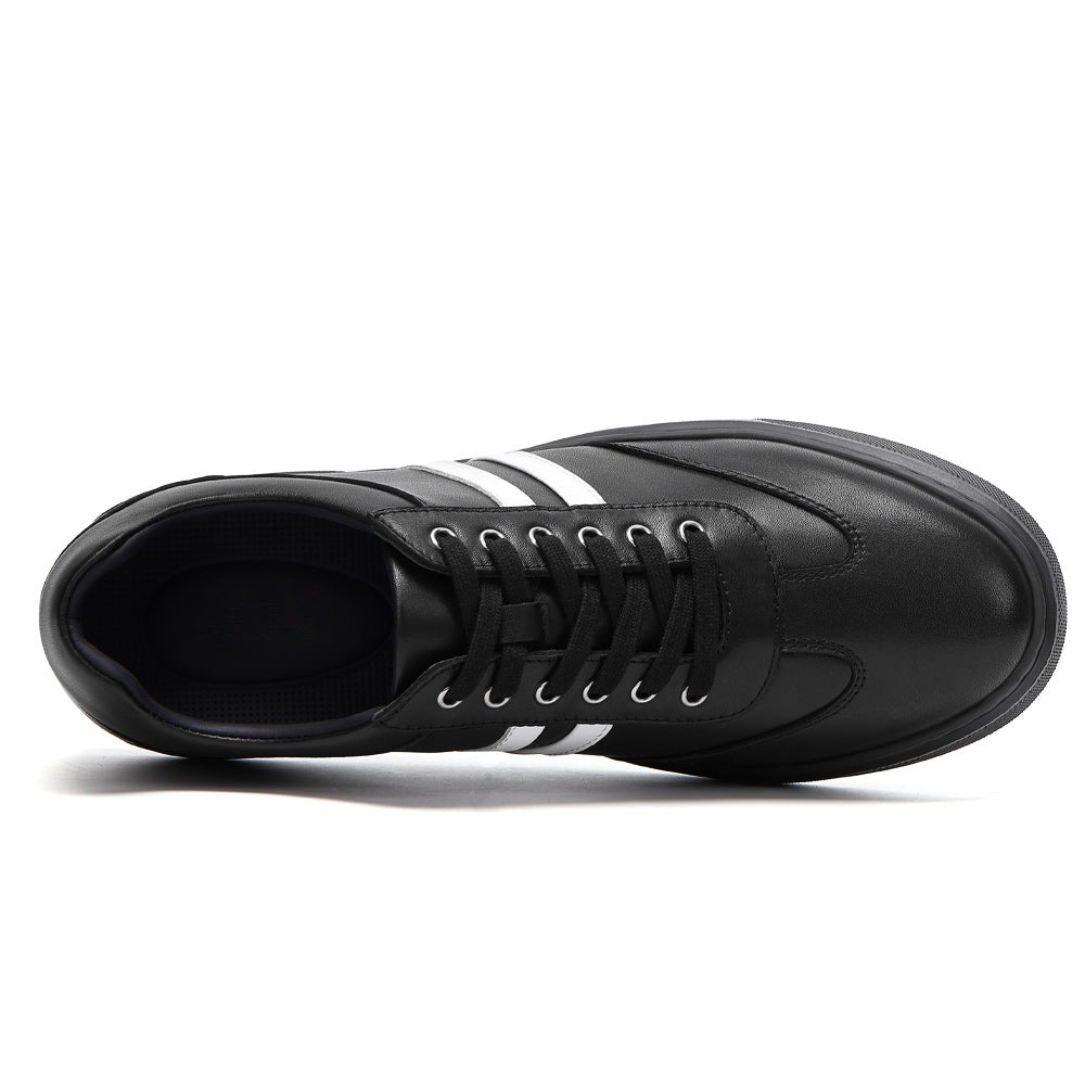 6CM / 2.36 Inches CMR CHAMARIPA Men's Invisible Height Increasing Shoes - Black Leather Casual Sports Shoes