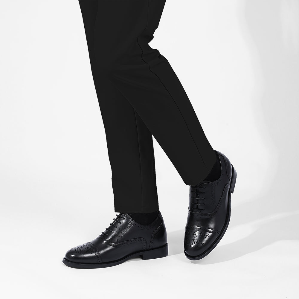 6 CM/ 2.36 Inches CMR CHAMARIPA Men's Black Calfskin Height Increasing Dress Shoes