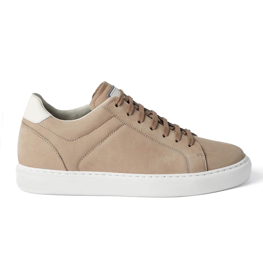7 CM/2.76 Inches CMR CHAMARIPA CMR Chamaripa Men's Elevator Sneakers - Dark Grey/Beige/Blue Nubuck Calfskin Height Increasing Shoes