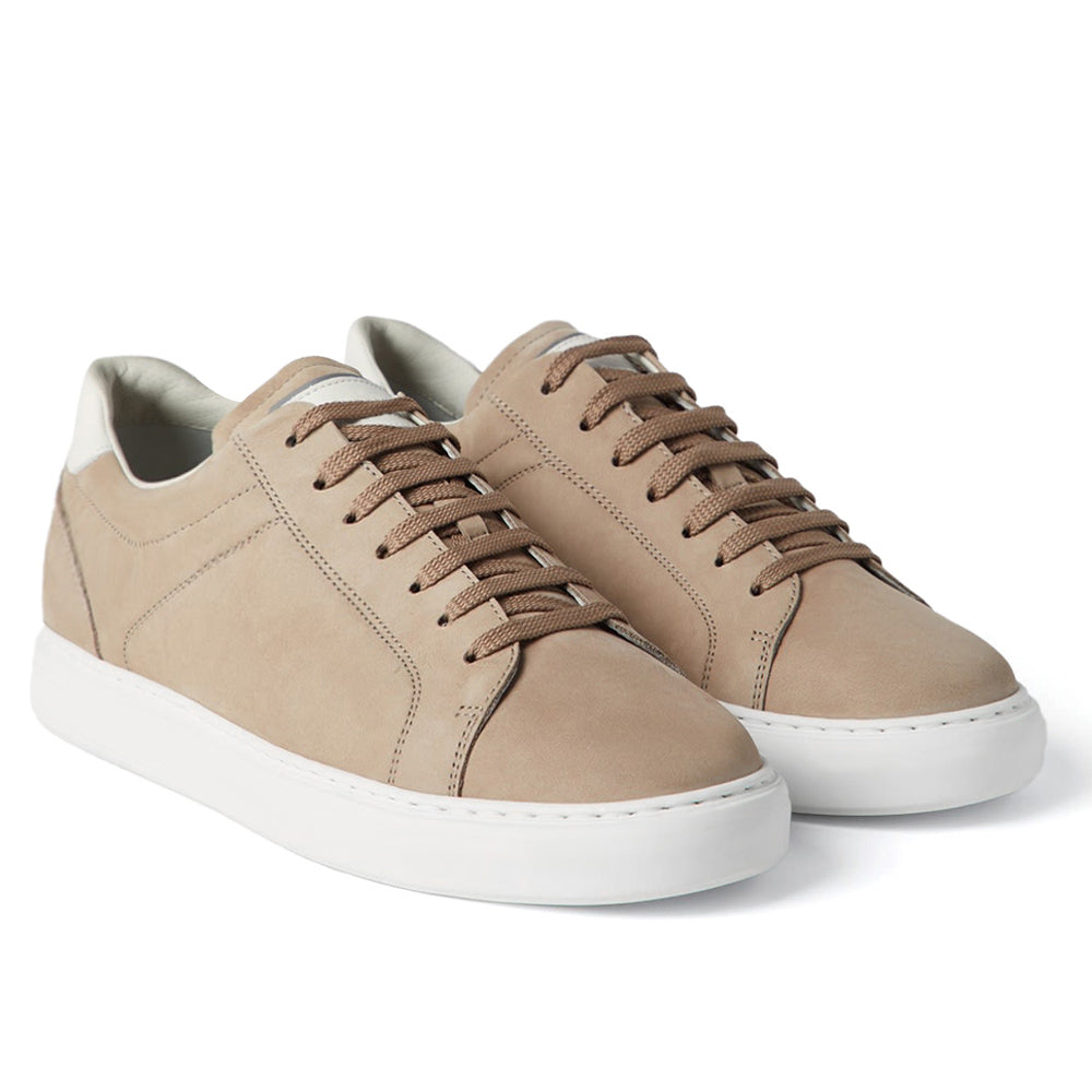 7 CM/2.76 Inches CMR CHAMARIPA CMR Chamaripa Men's Elevator Sneakers - Dark Grey/Beige/Blue Nubuck Calfskin Height Increasing Shoes