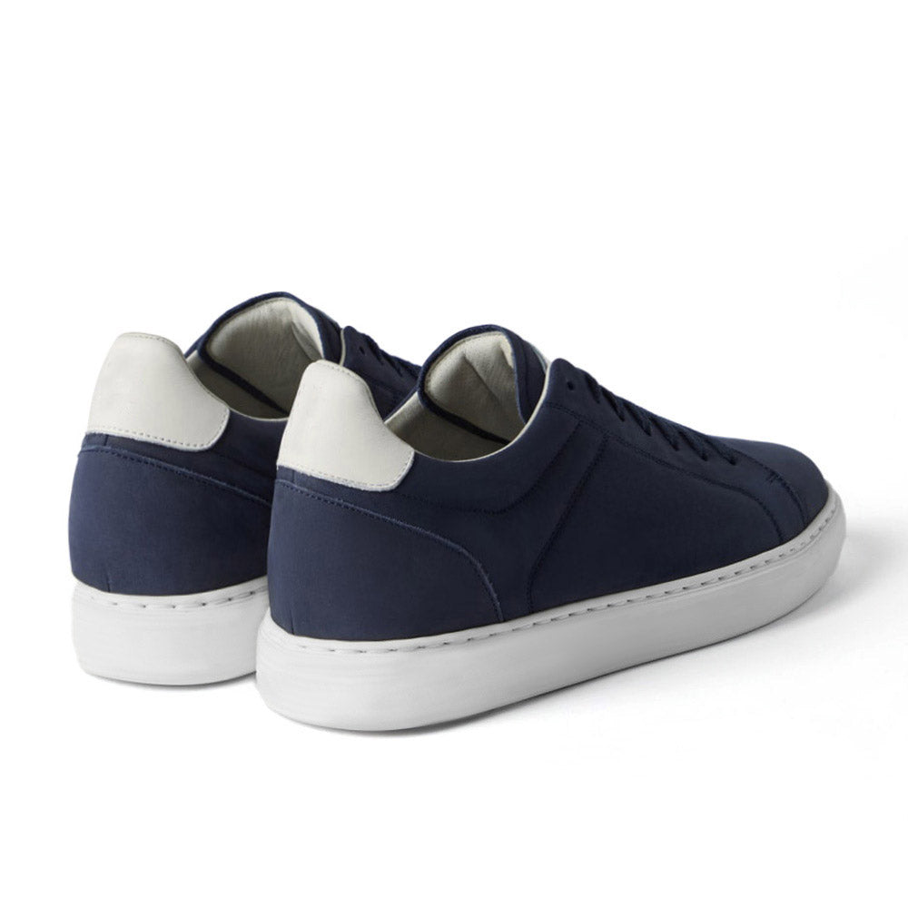 7 CM/2.76 Inches CMR CHAMARIPA CMR Chamaripa Men's Elevator Sneakers - Dark Grey/Beige/Blue Nubuck Calfskin Height Increasing Shoes