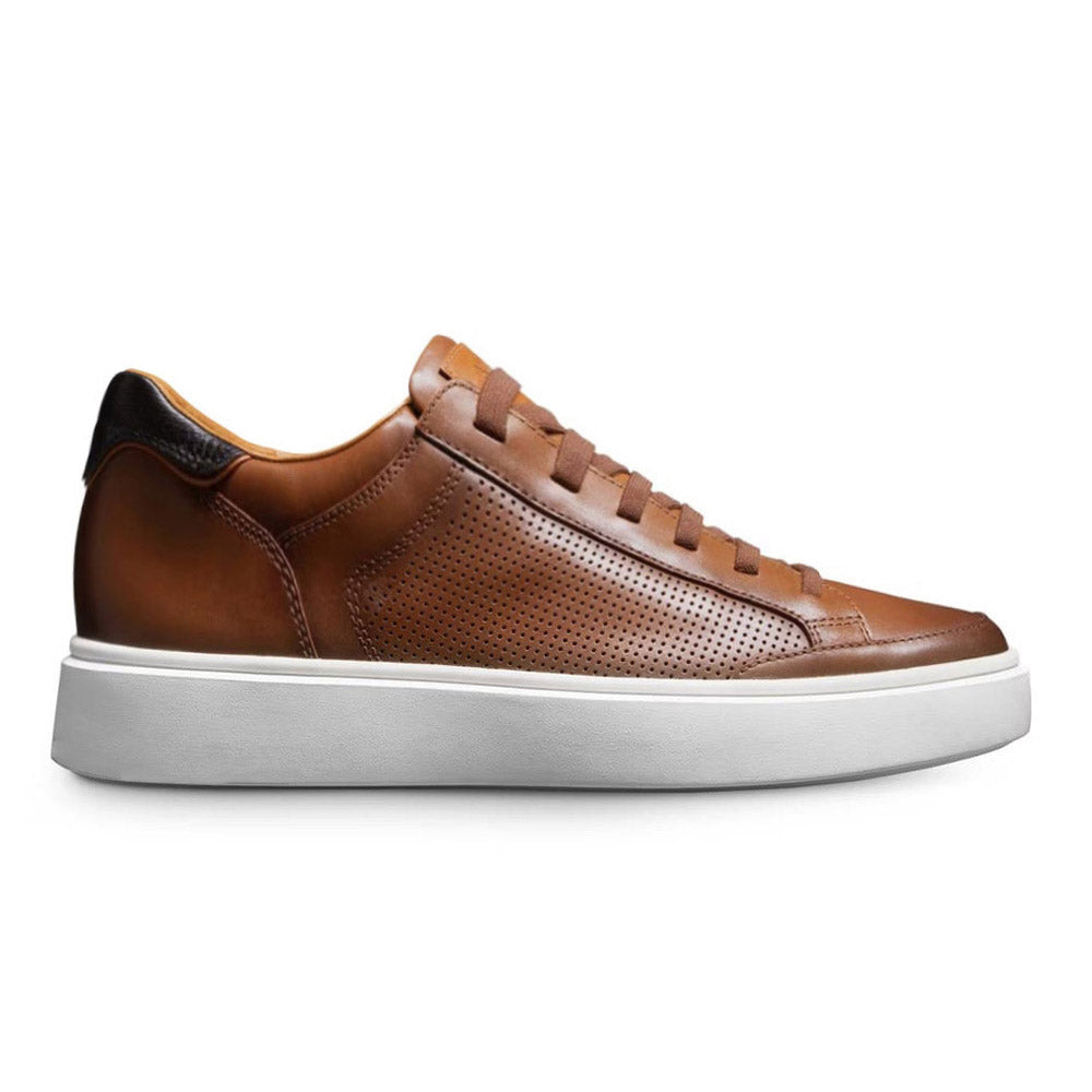 7 CM/2.76 Inches CMR CHAMARIPA Men's Brown/Dark Brown Leather Casual Elevator Sneakers – Handcrafted Lace-up Shoes
