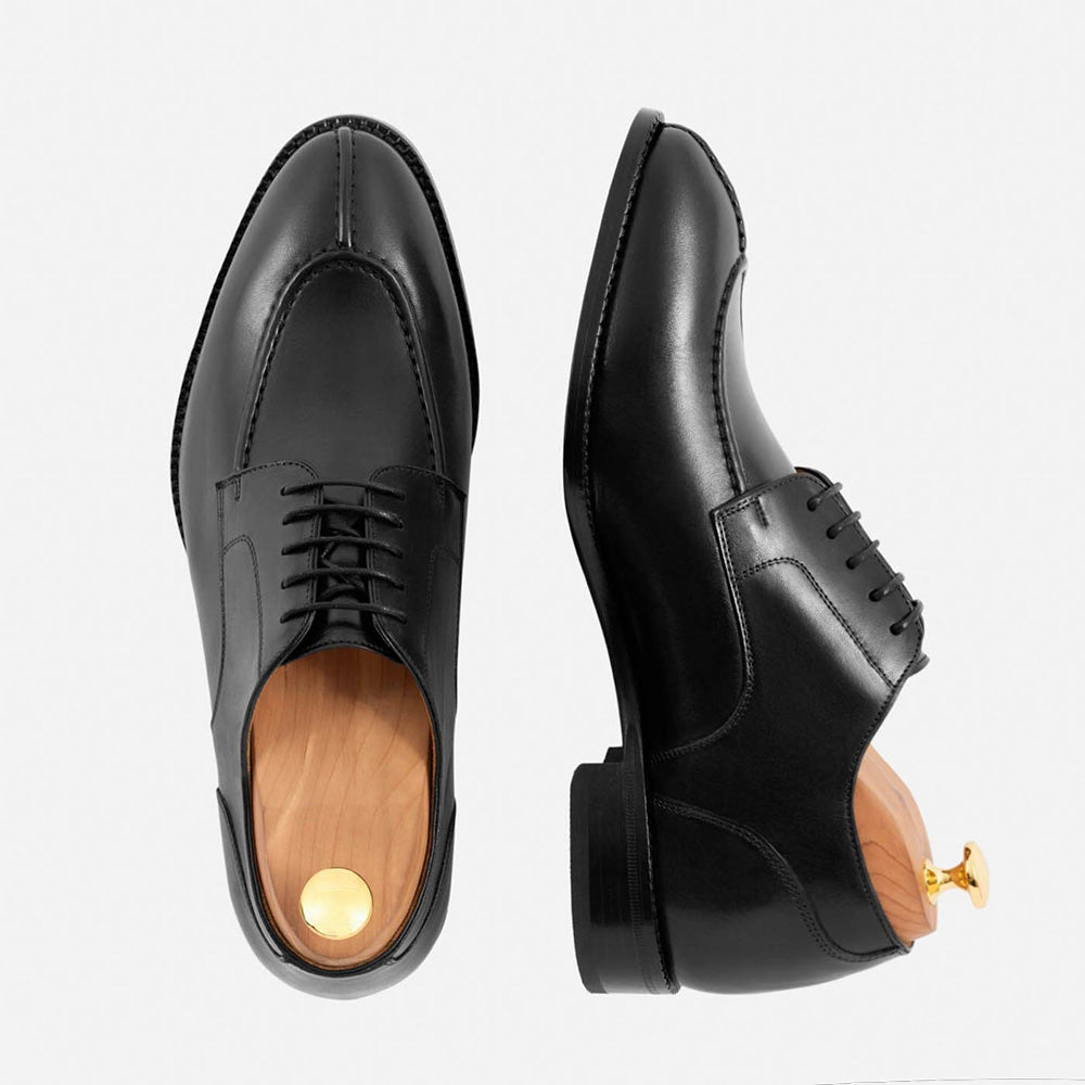6CM / 2.36 Inches CMR CHAMARIPA Men's Height Raising Derby Shoes | Premium Patina Leather Dress Shoes (Black/Brown/Burgundy)