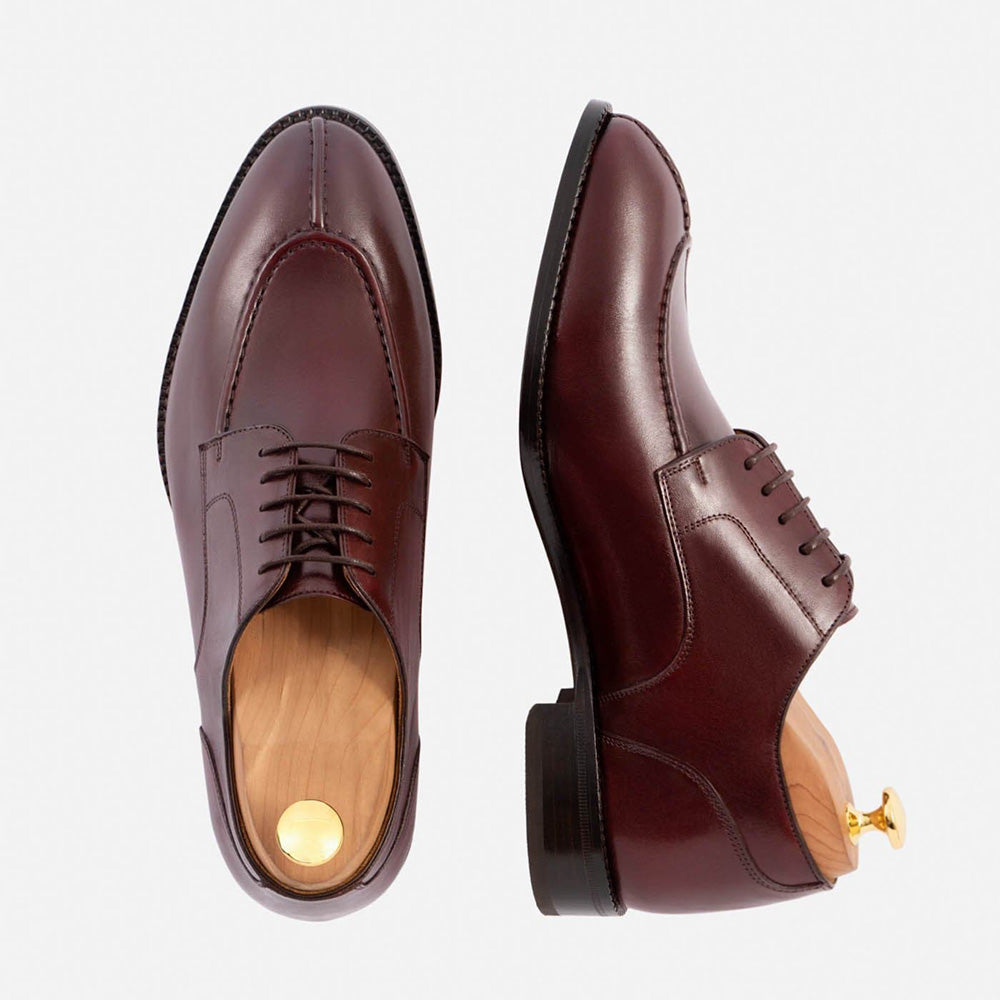 6CM / 2.36 Inches CMR CHAMARIPA Men's Height Raising Derby Shoes | Premium Patina Leather Dress Shoes (Black/Brown/Burgundy)