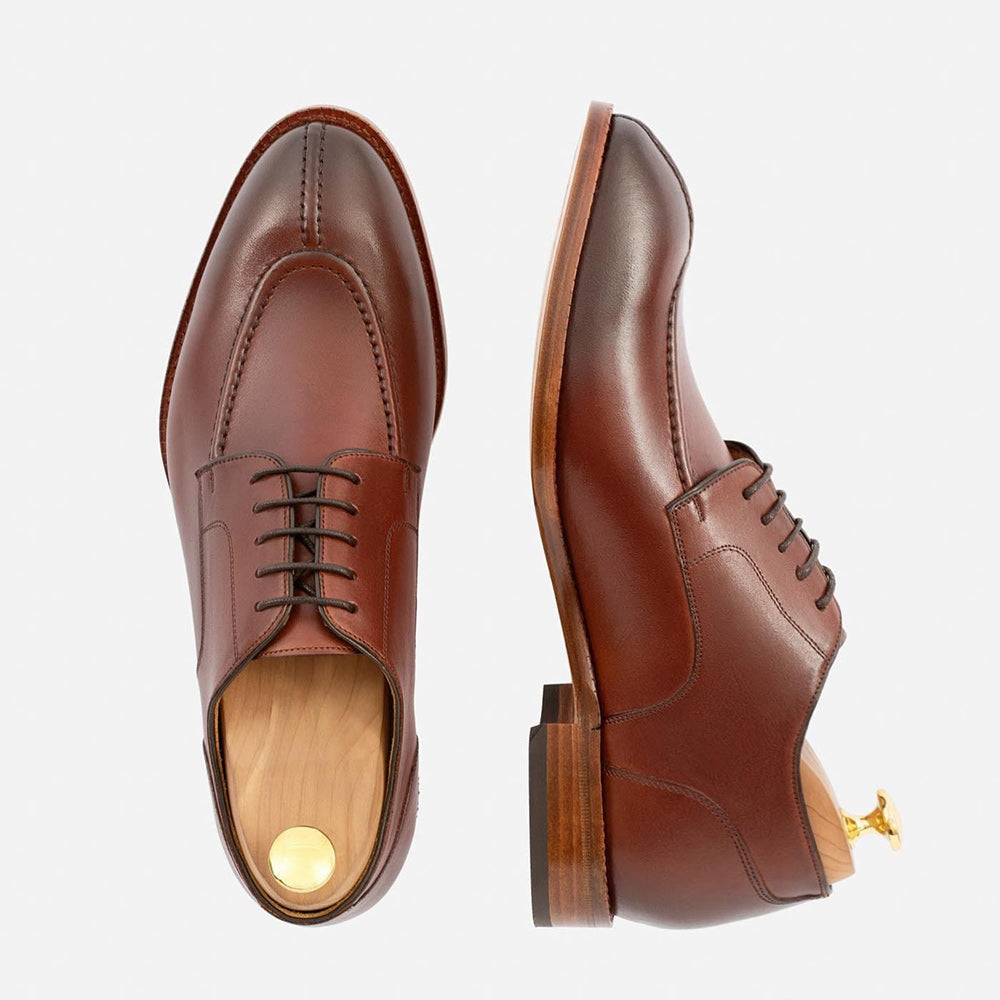6CM / 2.36 Inches CMR CHAMARIPA Men's Height Raising Derby Shoes | Premium Patina Leather Dress Shoes (Black/Brown/Burgundy)
