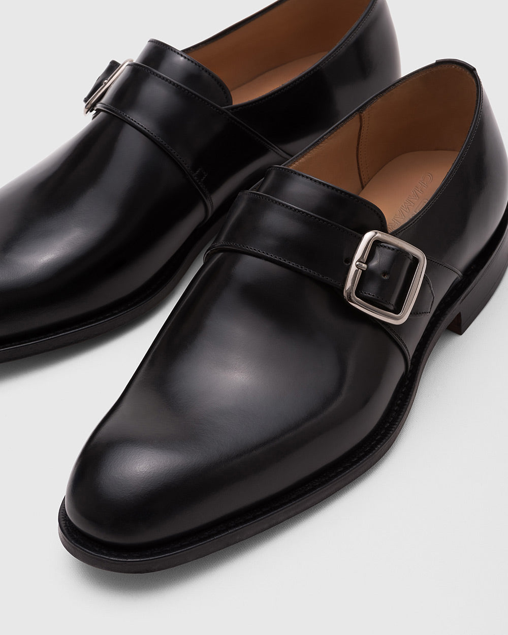 5CM / 1.95 Inches CMR CHAMARIPA Men's Height Increasing Shoes | Premium Calfskin Leather Monk Strap Shoes (Black/Brown)