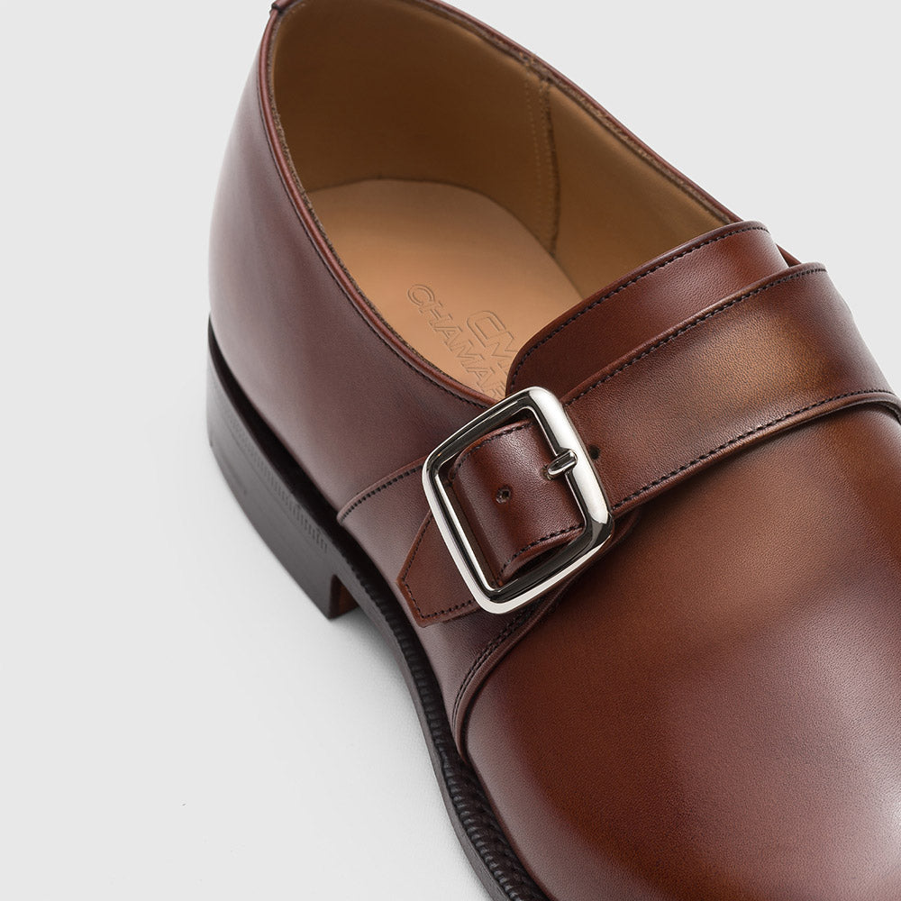 5CM / 1.95 Inches CMR CHAMARIPA Men's Height Increasing Shoes | Premium Calfskin Leather Monk Strap Shoes (Black/Brown)