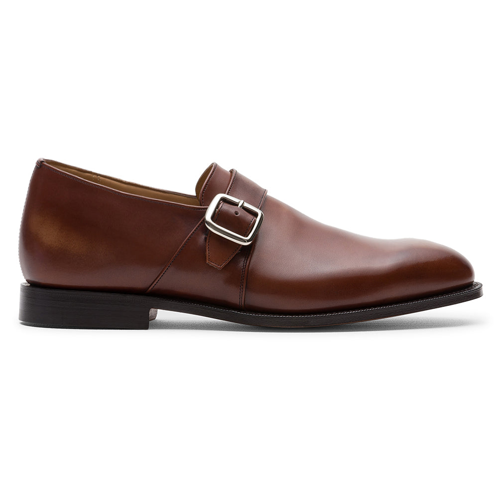 5CM / 1.95 Inches CMR CHAMARIPA Men's Height Increasing Shoes | Premium Calfskin Leather Monk Strap Shoes (Black/Brown)