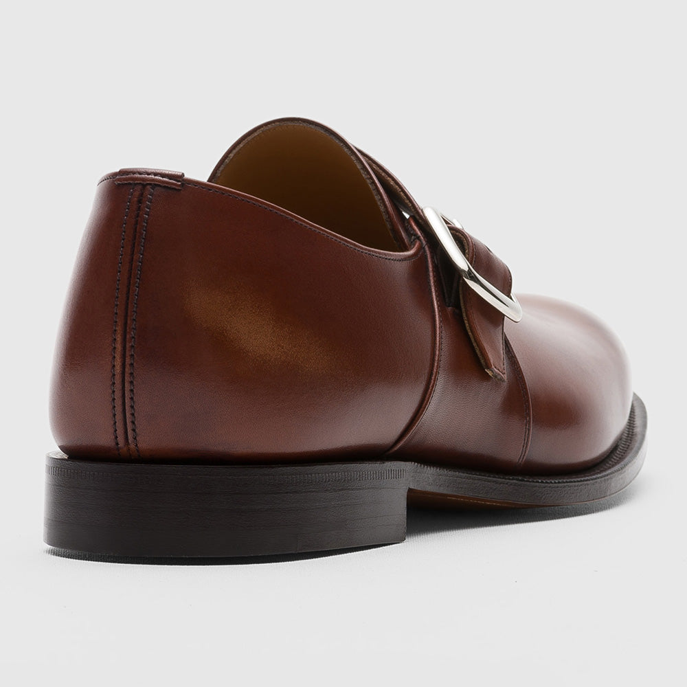 5CM / 1.95 Inches CMR CHAMARIPA Men's Height Increasing Shoes | Premium Calfskin Leather Monk Strap Shoes (Black/Brown)