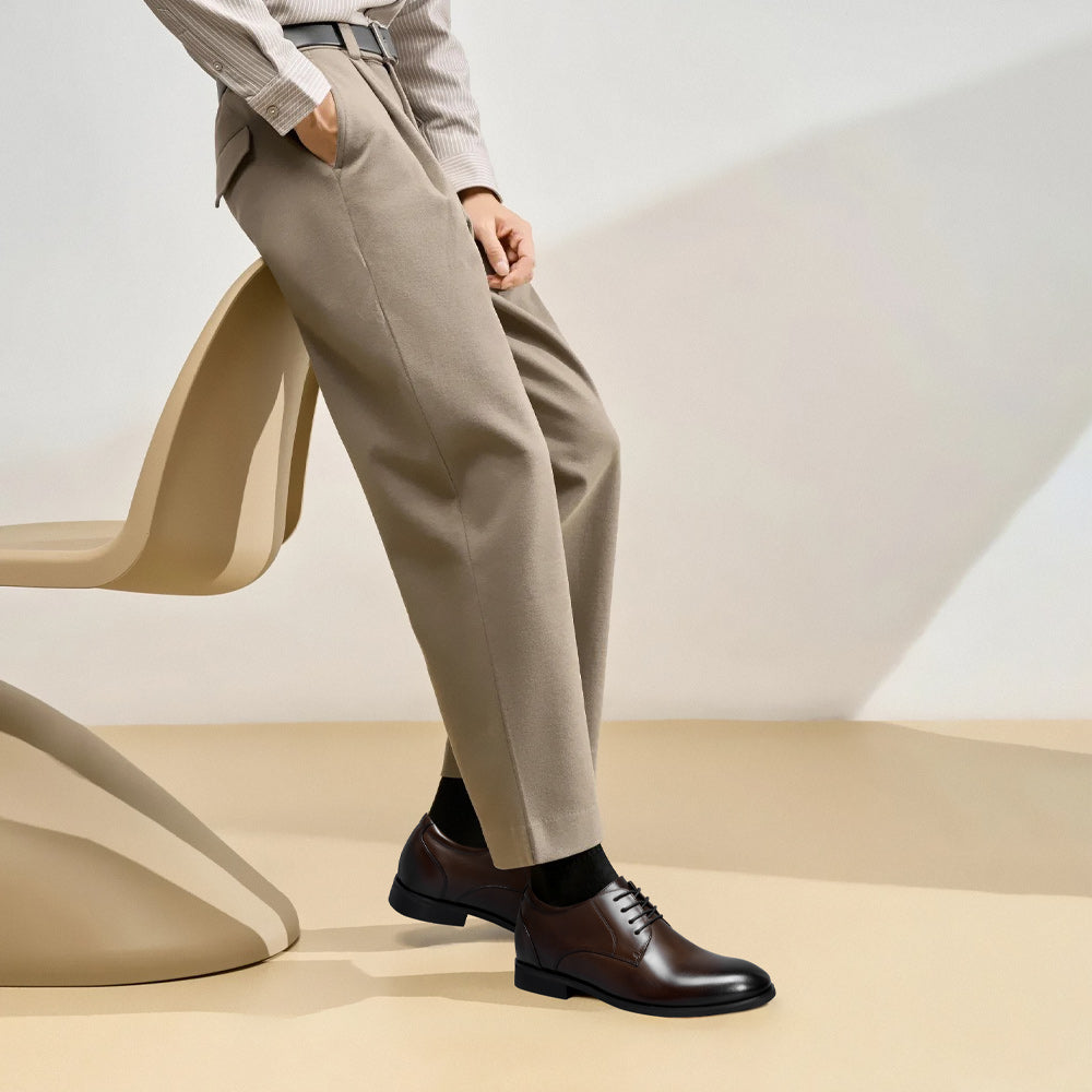 7CM / 2.76 Inches CMR CHAMARIPA Men's Shoes With Higher Heels | Brown Leather Dress Shoes That Make You Taller