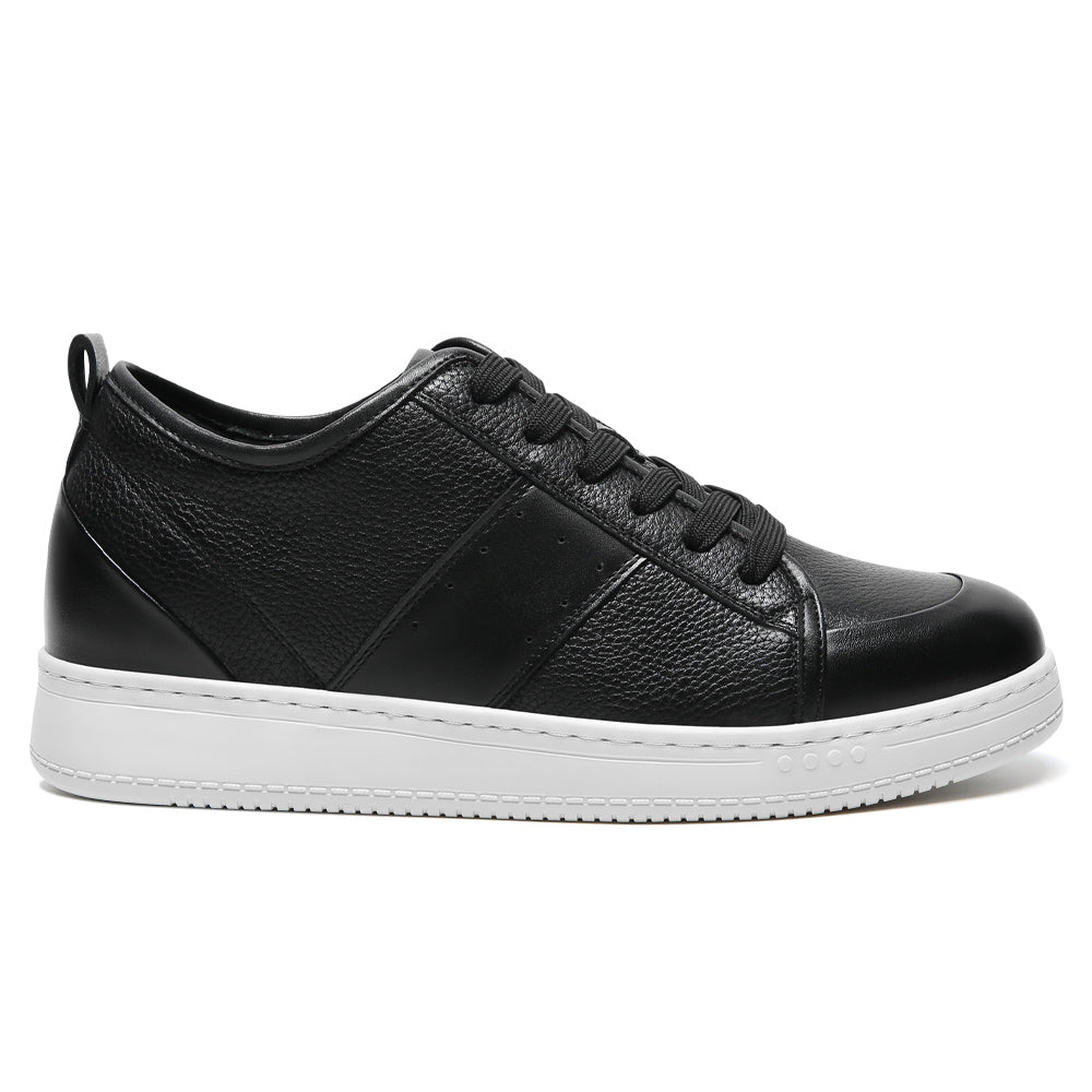 8CM/ 3.15 Inches CMR CHAMARIPA Casual Height Increasing Sneakers – Black Leather Men's Elevator Shoes