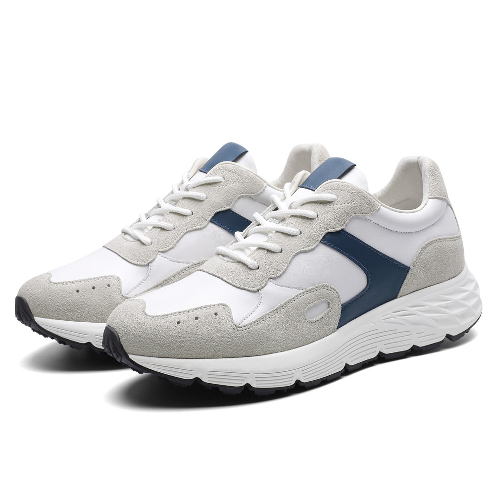8 CM/3.15 Inches CMR CHAMARIPA Men’s Off-White Leather & Suede