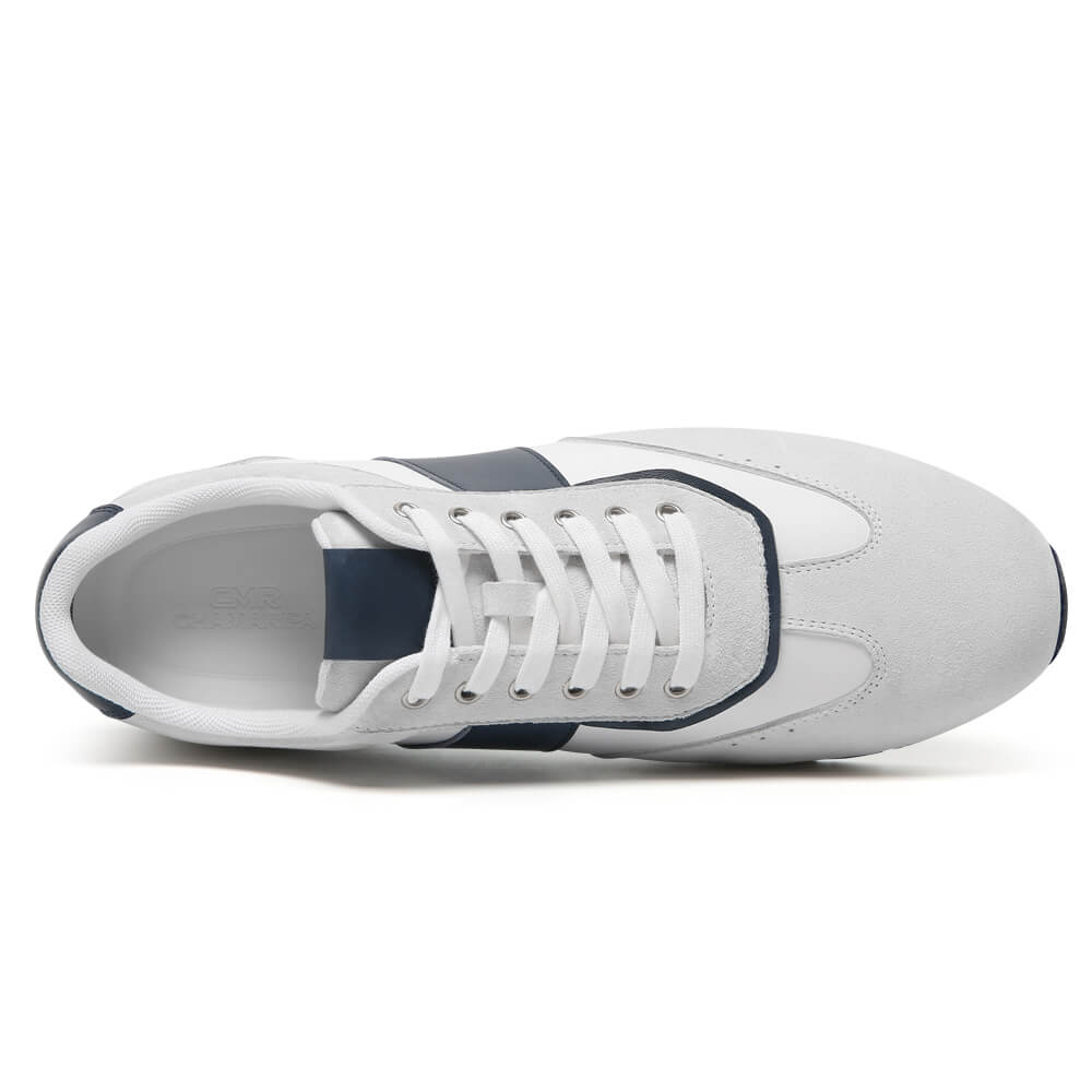7CM / 2.76 Inches CMR CHAMARIPA Men's Heeled Shoes - White Suede Casual Elevate Shoes
