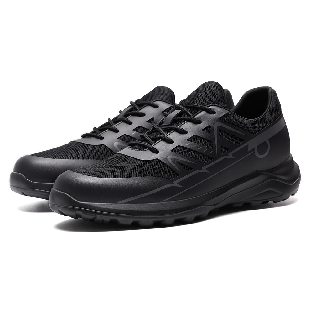8CM / 3.15 Inches CMR CHAMARIPA Men's Hidden Heel Shoes | Black Mesh Elevator Sneakers