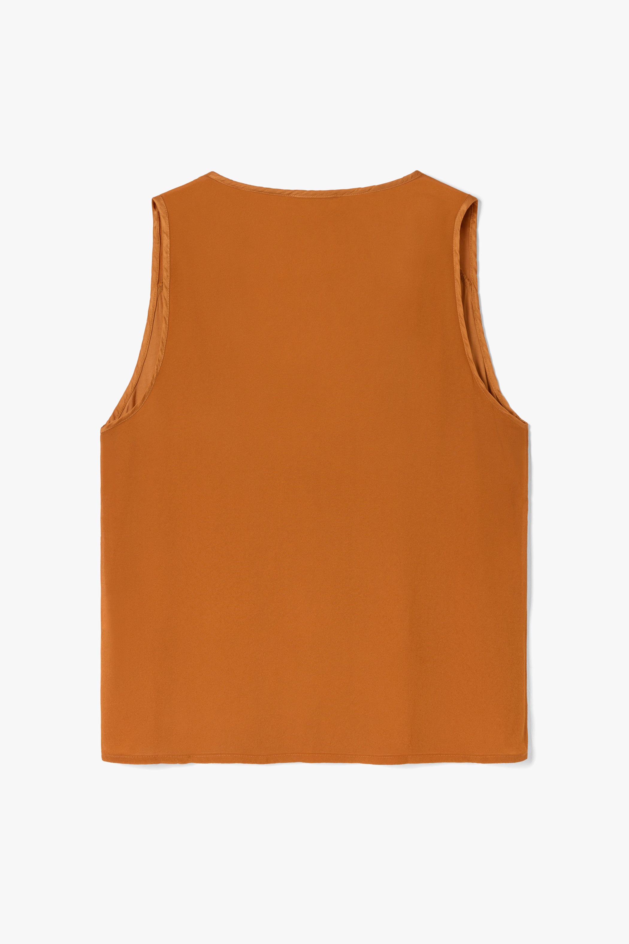 Gigi V Neck Sheer Back Satin Top | Sunset Orange