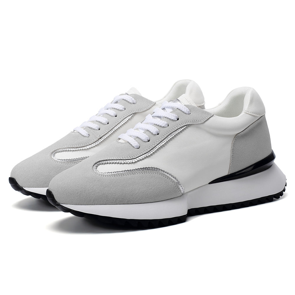 8 CM/3.15 Inches CMR CHAMARIPA Men’s Off-White Cowhide & Suede High-Heel Casual Shoes