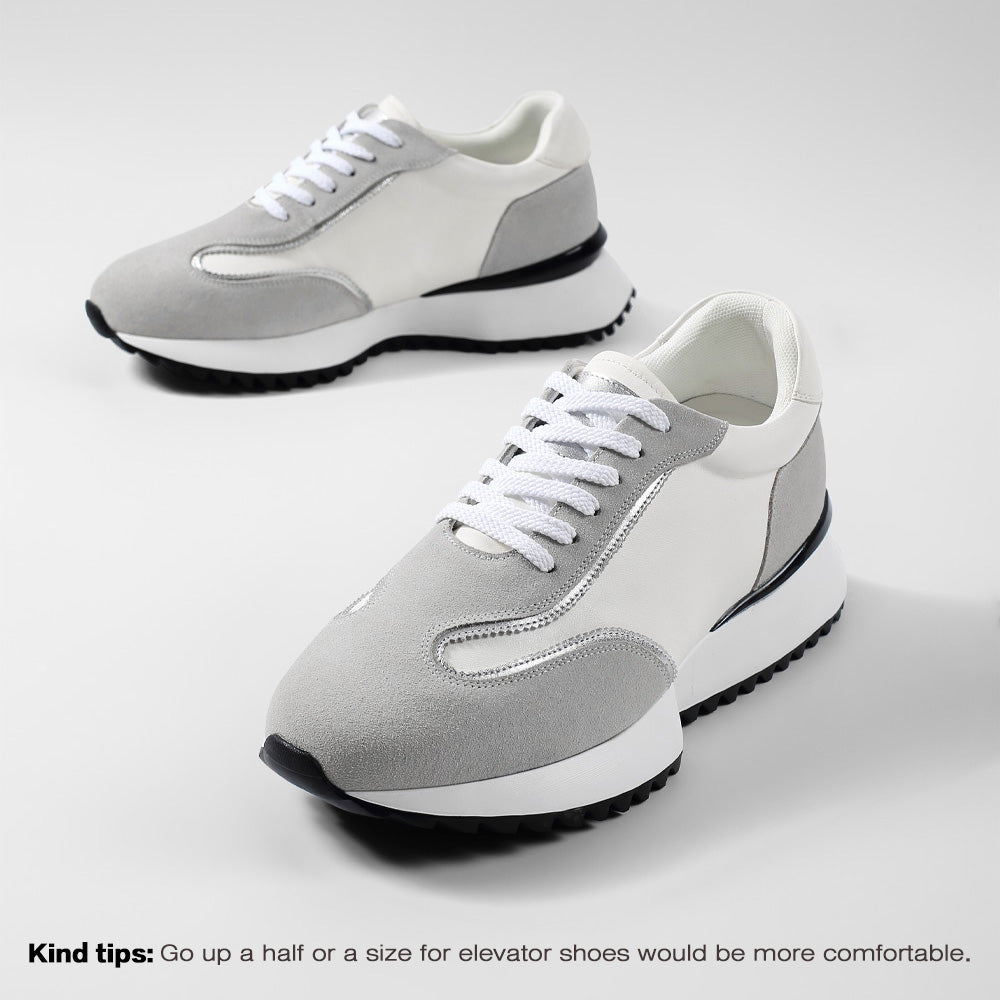 8 CM/3.15 Inches CMR CHAMARIPA Men’s Off-White Cowhide & Suede High-Heel Casual Shoes