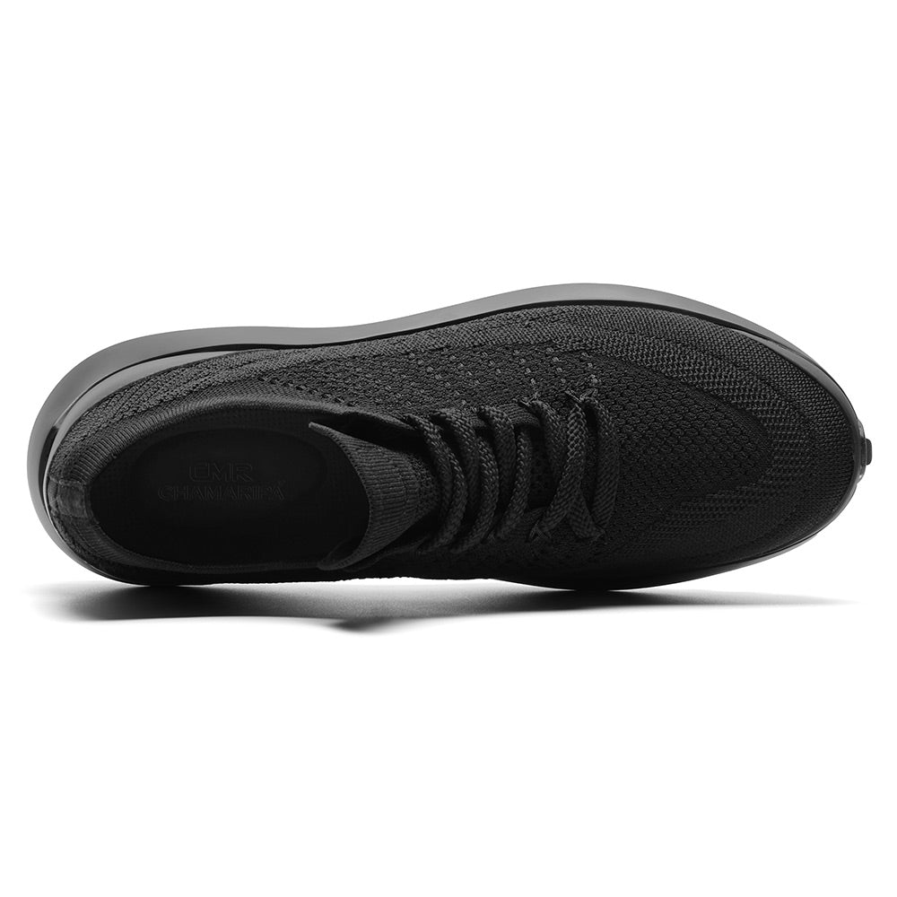 7 CM / 2.76 Inches CMR CHAMARIPA Men's Elevator Sneakers | Black Knit Breathable Sneakers
