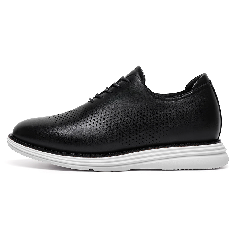 7CM / 2.76 Inches CMR CHAMARIPA Men's Elevator Height Increasing Shoes | Black Leather Business Casual Oxford