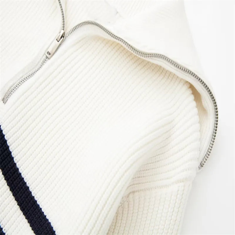 Cavallo Striped Zip Up Sweater