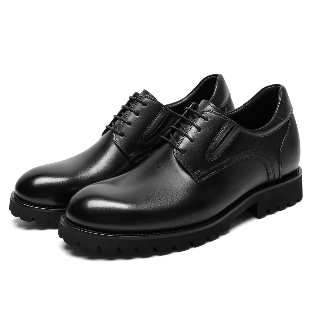 8 CM/3.15 Inches CMR CHAMARIPA Men’s Black Leather Elevator Derby Shoes