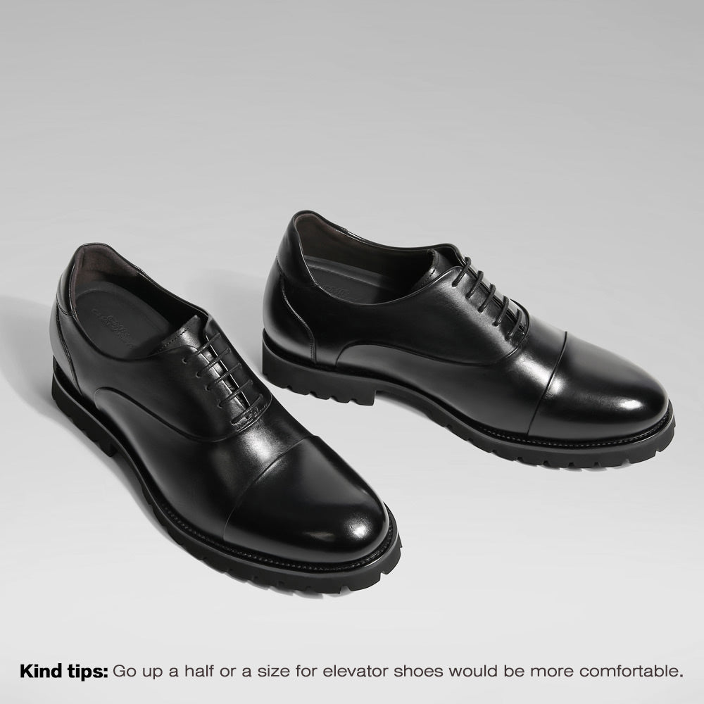 8 CM/3.15 Inches CMR CHAMARIPA Men's Height-Enhancing Black Leather Oxford Shoes