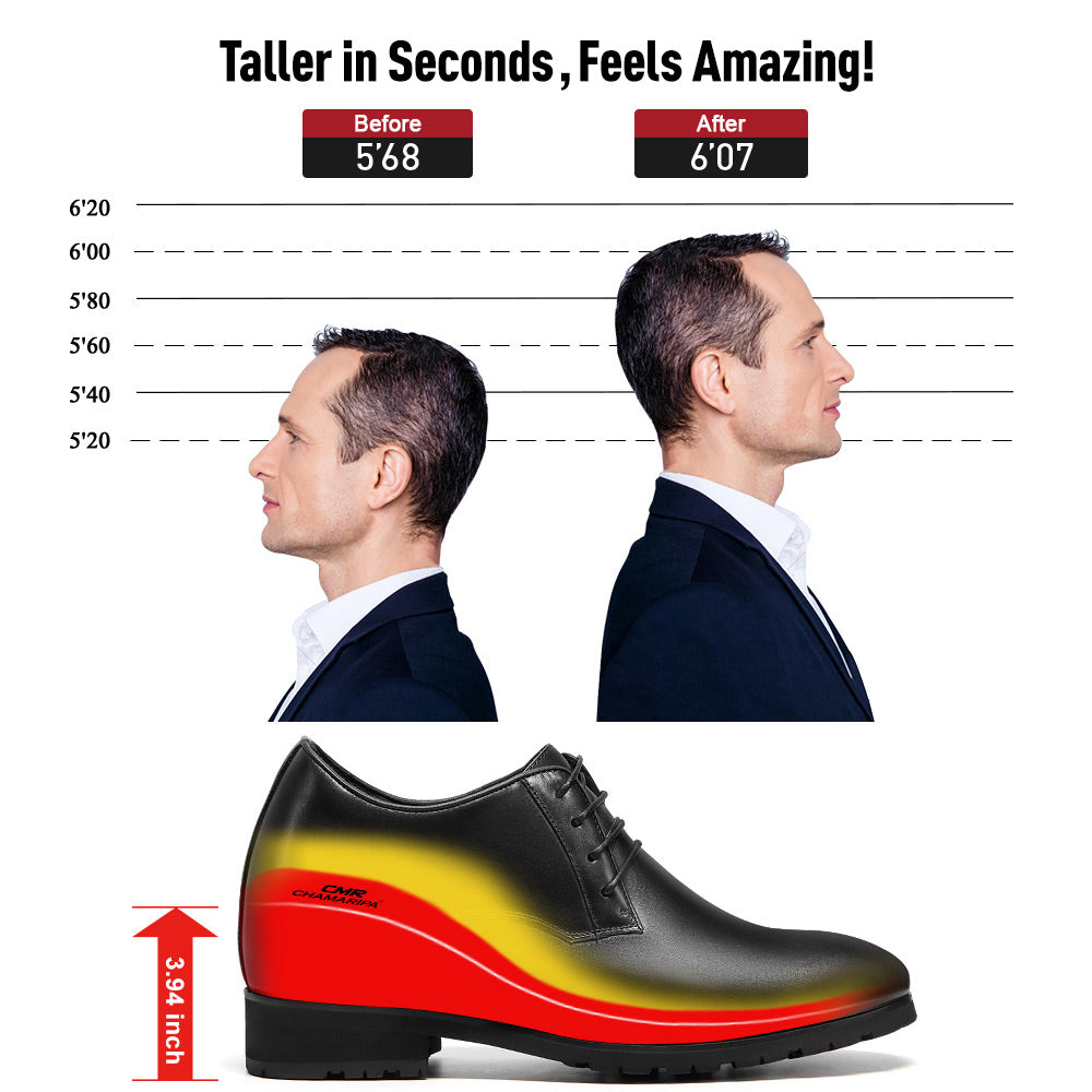 10 CM / 3.94 Inches CMR CHAMARIPA Hidden Heel Shoes for Men Height Increase for Men