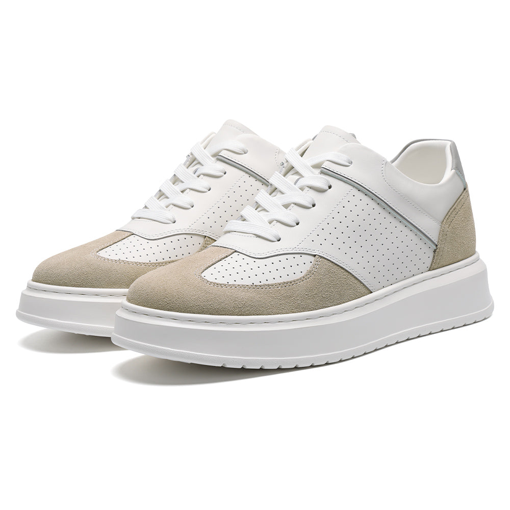 7 CM / 2.76 Inches CMR CHAMARIPA Elevator Sneakers For Men | White Leather GAT-Style Sneakers
