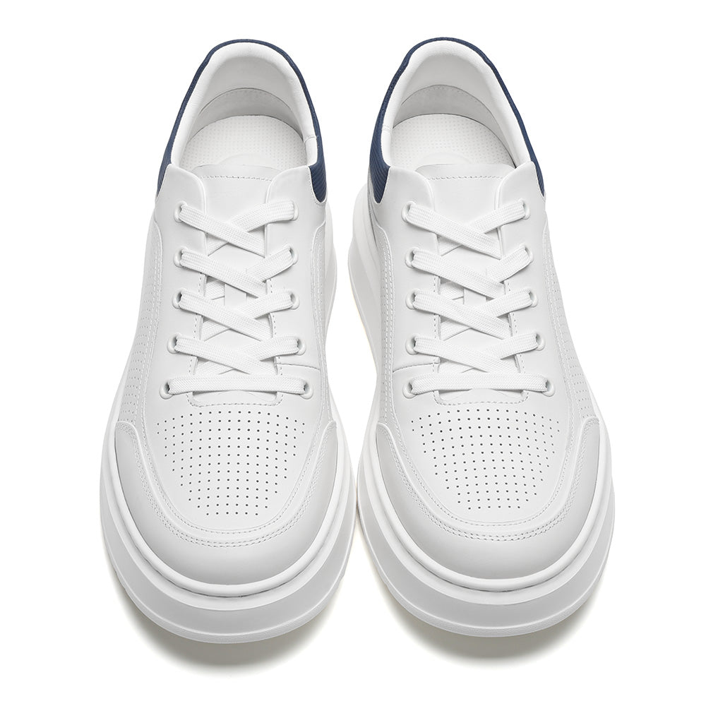 7 CM / 2.76 Inches CMR CHAMARIPA Height Increasing Sneakers Men | White Leather Breathable Sneakers