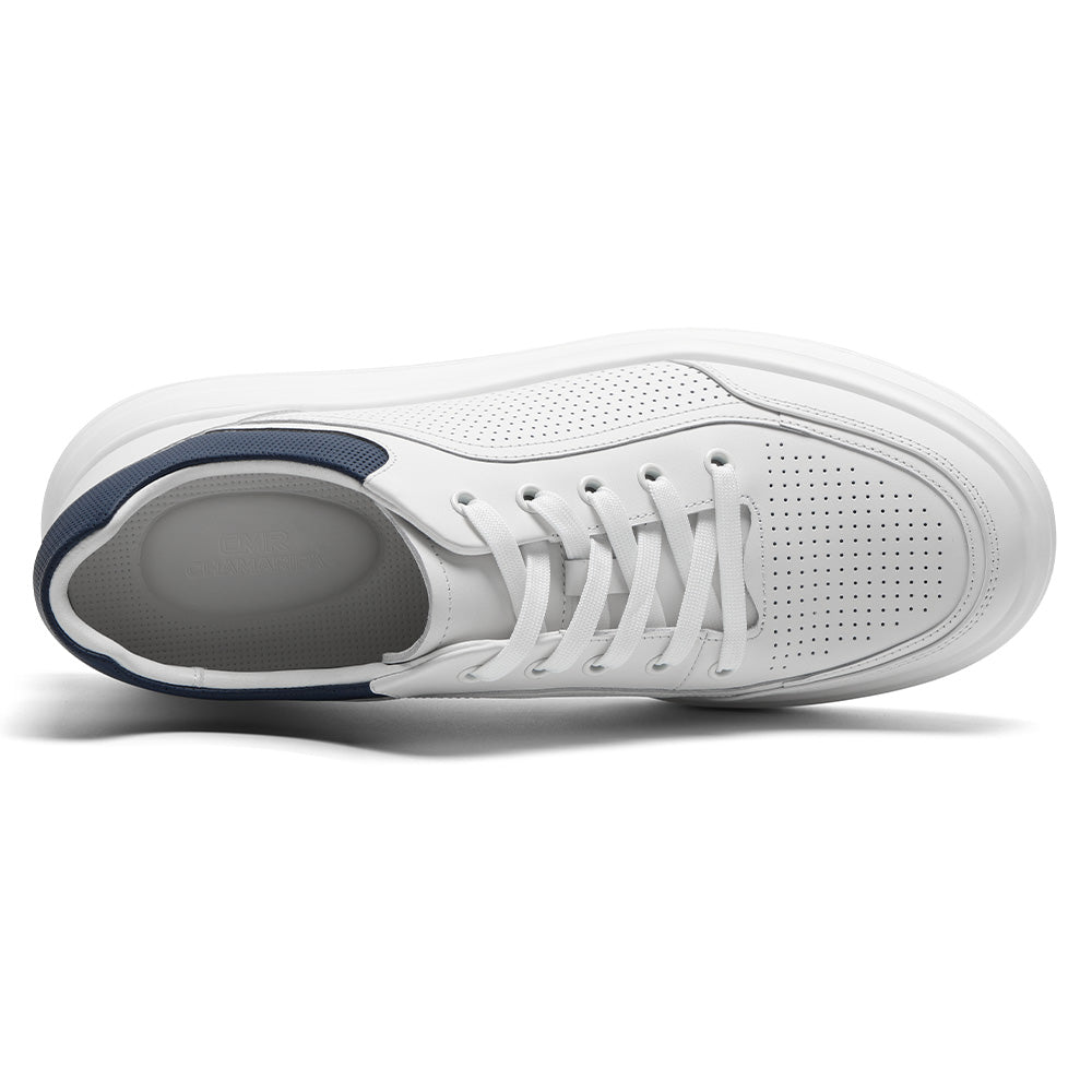 7 CM / 2.76 Inches CMR CHAMARIPA Height Increasing Sneakers Men | White Leather Breathable Sneakers