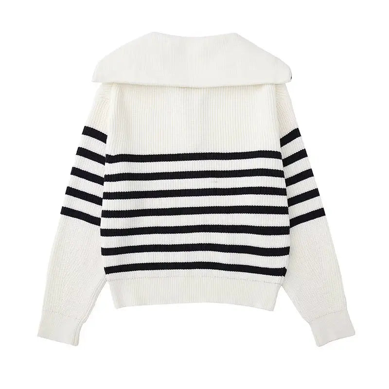 Cavallo Striped Zip Up Sweater