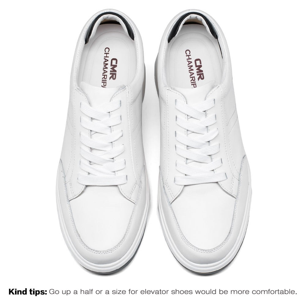 7CM/2.76 Inches CMR CHAMARIPA Men's White Leather Elevator Sneakers