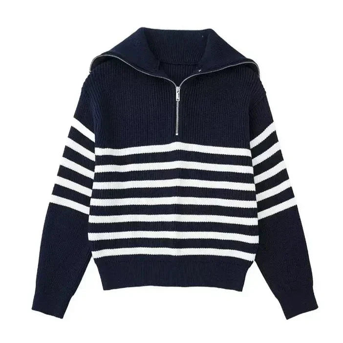 Cavallo Striped Zip Up Sweater