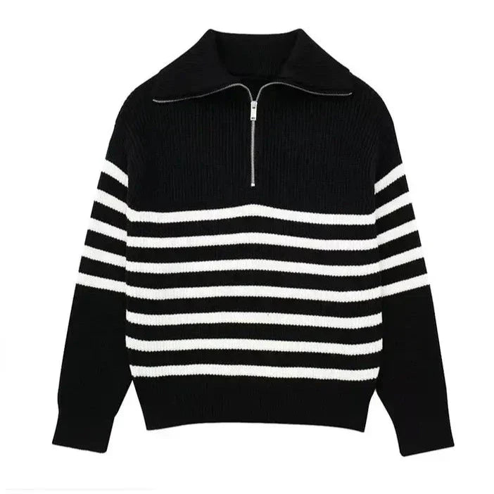 Cavallo Striped Zip Up Sweater