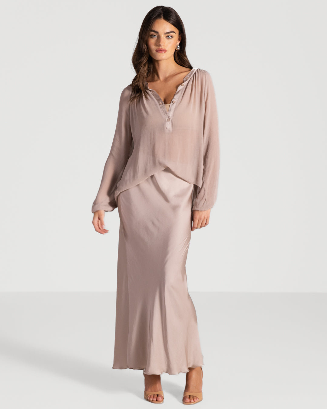 Rosalind Satin Skirt | Dusty Pink