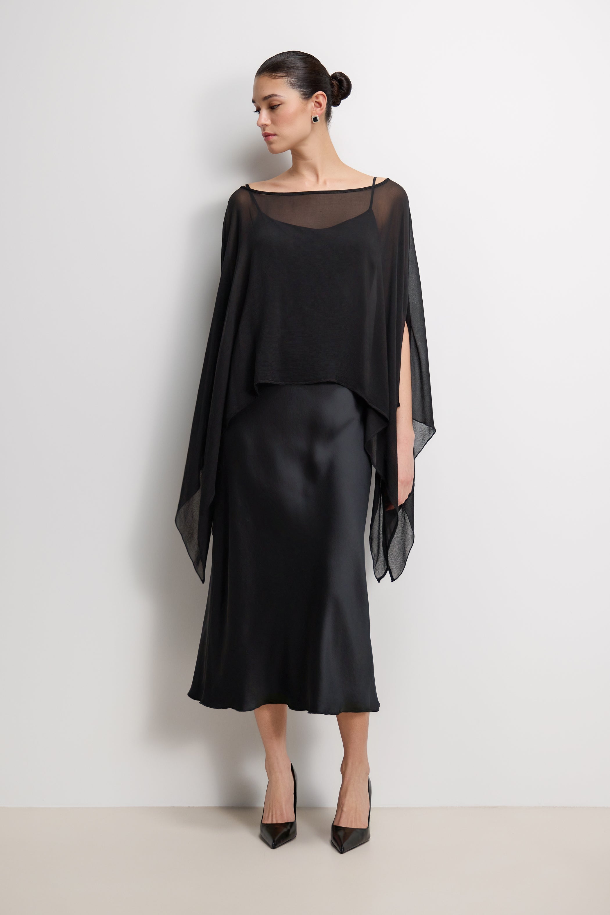 Vionne Strappy Satin Dress | Black