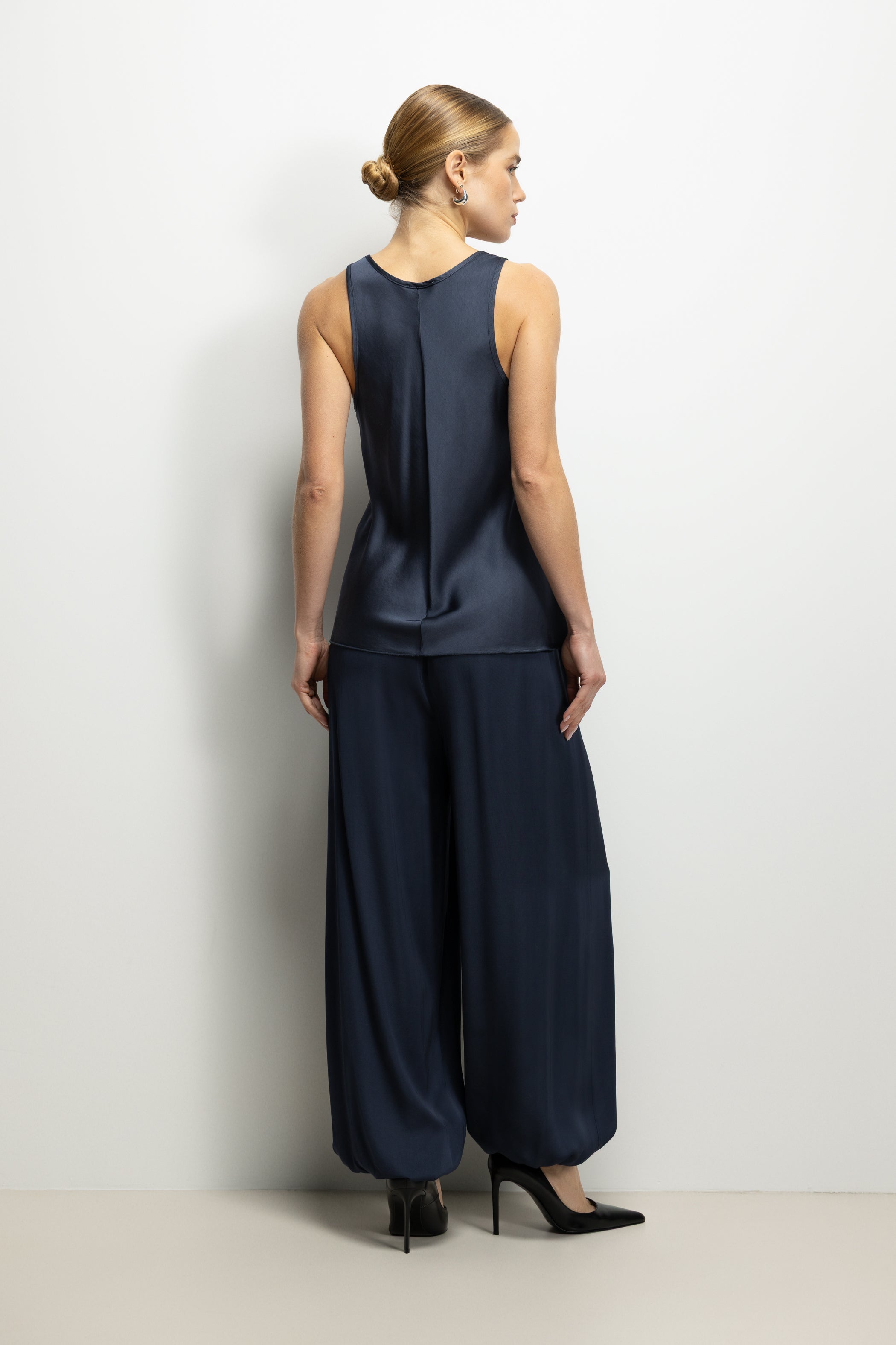 Belle Balloon Satin Trousers | Ink