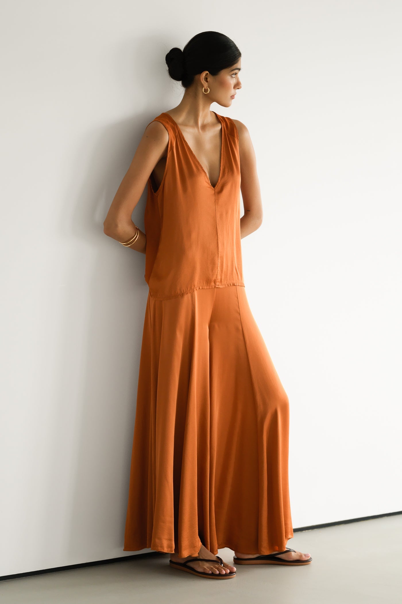 Gigi Satin Trousers | Sunset Orange