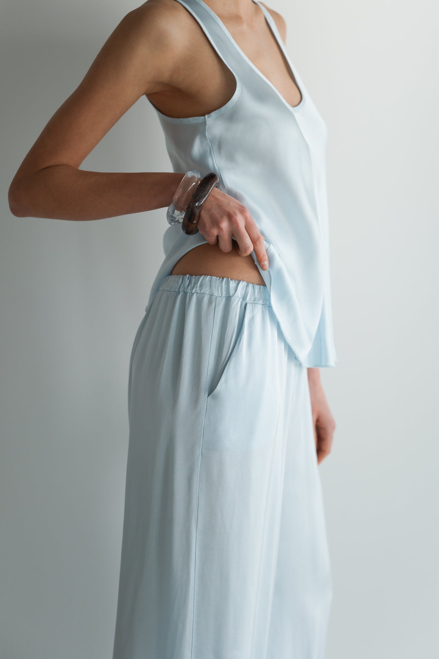 Belle Balloon Satin Trousers | Glacier