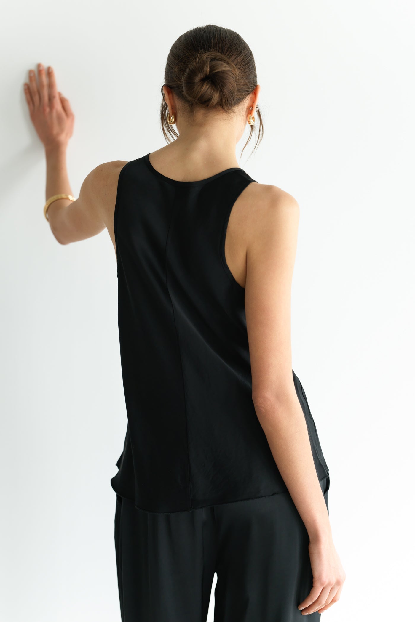 Demi Satin Vest Top | Black