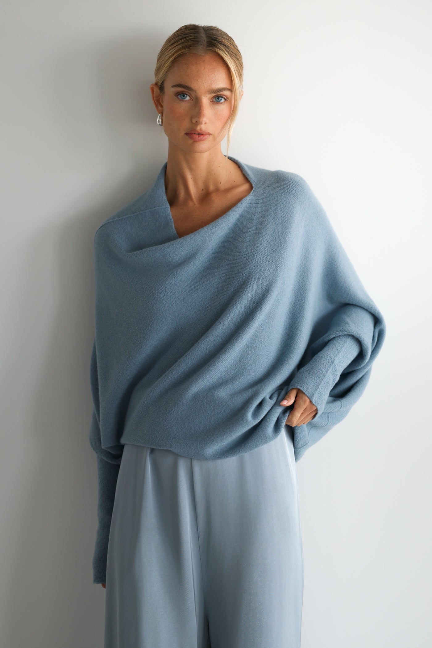 Asymmetric Draped | Dusty Blue | Seamless Knit