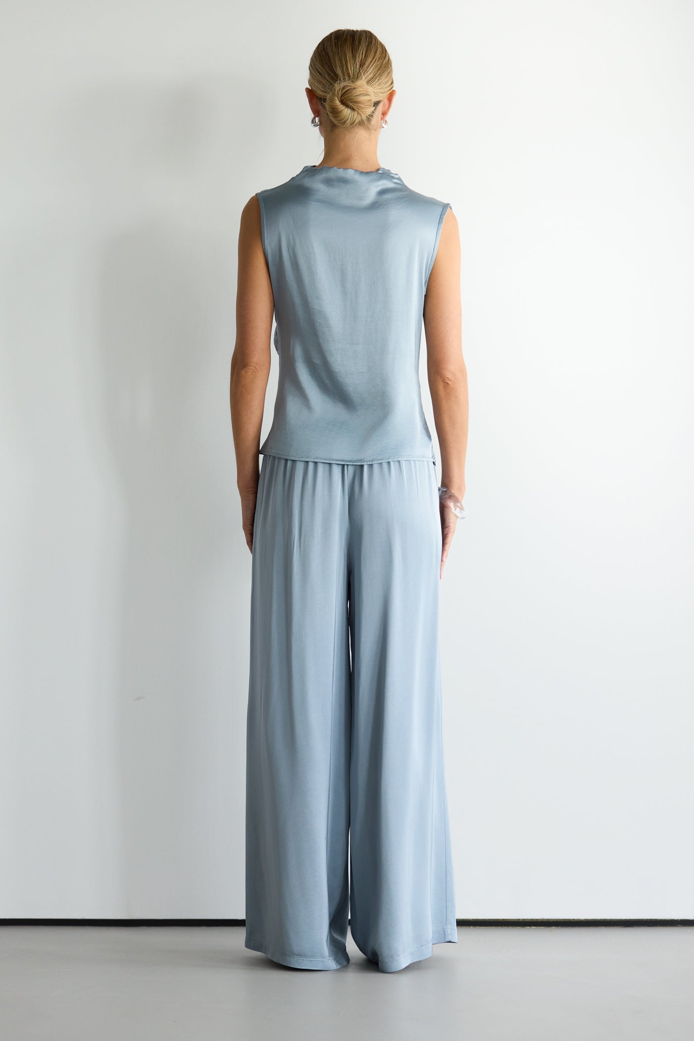 Cole Satin Trousers | Dusty Blue