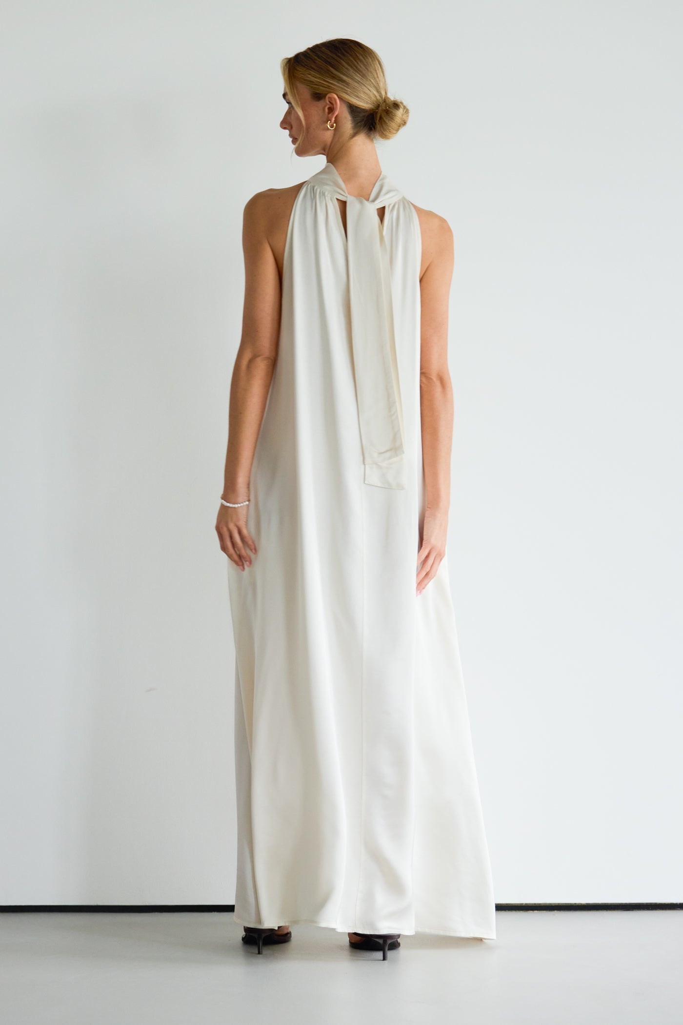 Ruby Halterneck Satin Dress | Ivory