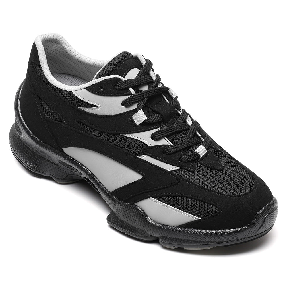 7CM / 2.76 Inches CMR CHAMARIPA Men's Hidden Height Increasing Shoes - Black Sneakers That Make You Taller
