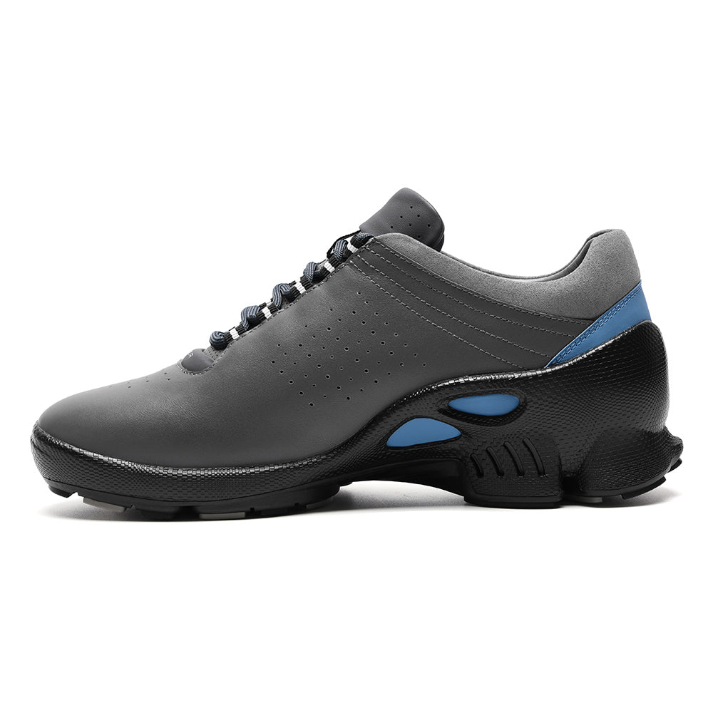 7CM / 2.76 Inches CMR CHAMARIPA Men's Elevator Sports Shoes | Grey Breathable Leather Height Boosting Sneakers