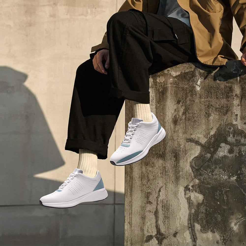7CM / 2.76 inches CMR CHAMARIPA elevator sneakers - height enhancing shoes - casual men's white sneakers