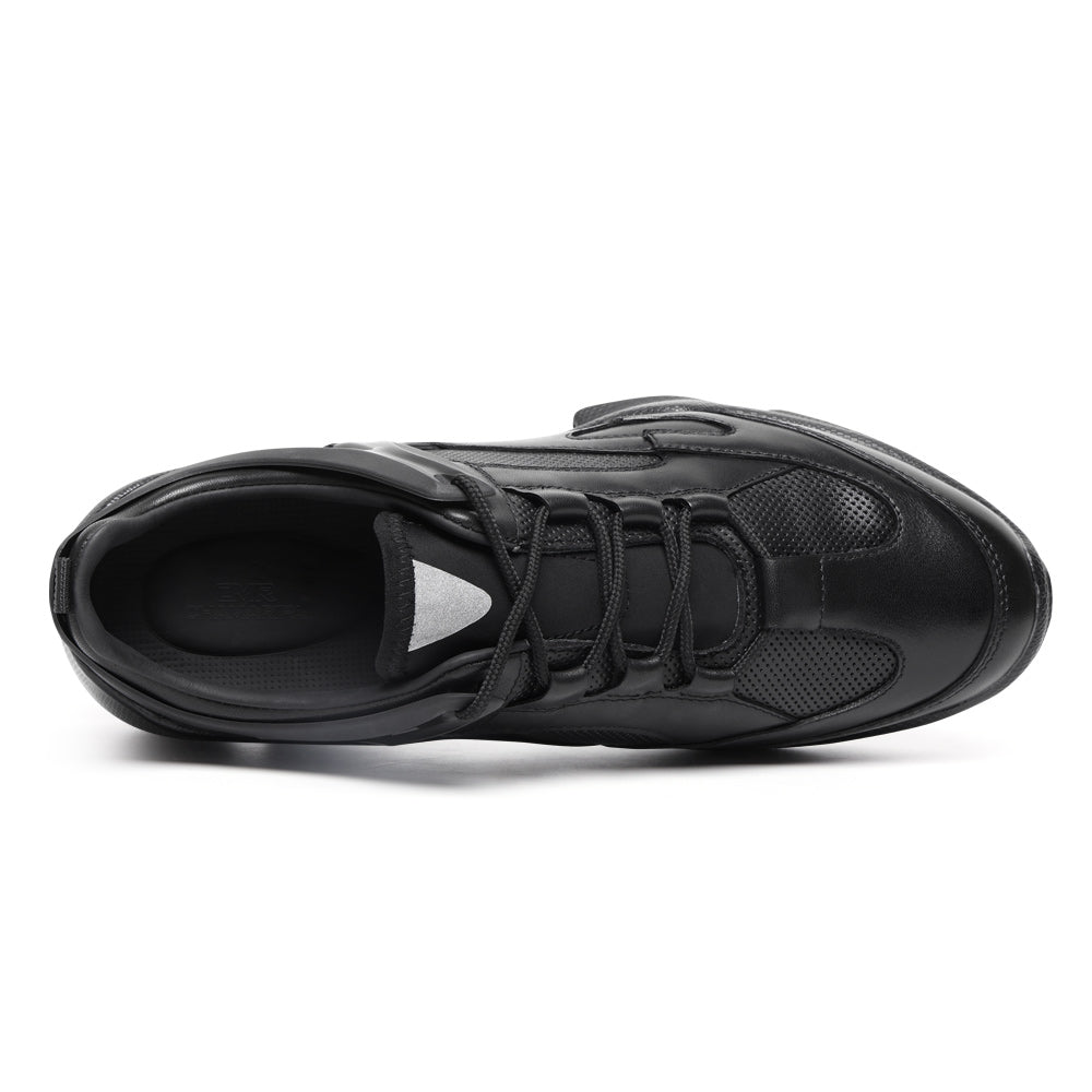 7CM / 2.76 Inches CMR CHAMARIPA Elevator Shoes For Men - Black Leather Sneakers That Make You Taller