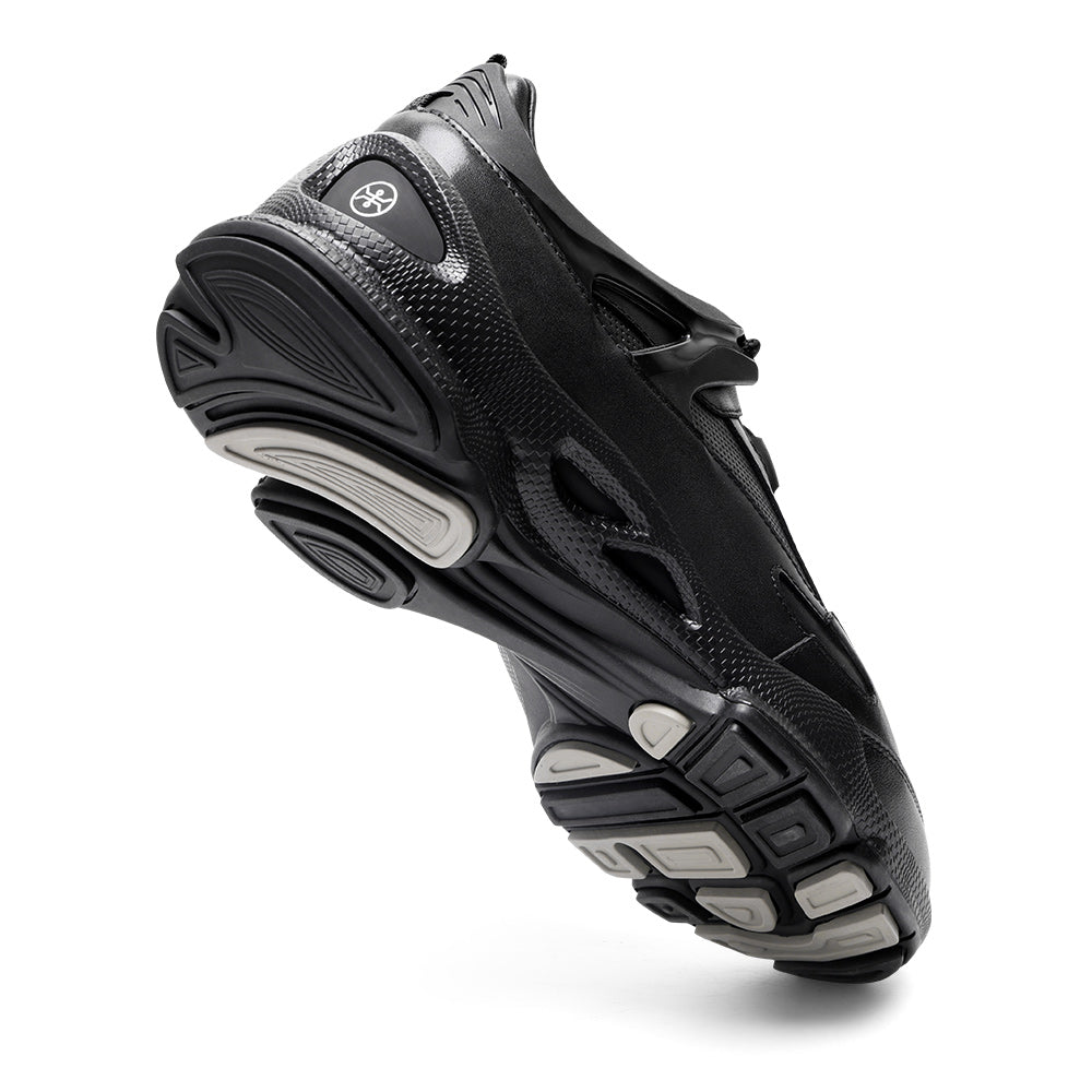 7CM / 2.76 Inches CMR CHAMARIPA Elevator Shoes For Men - Black Leather Sneakers That Make You Taller